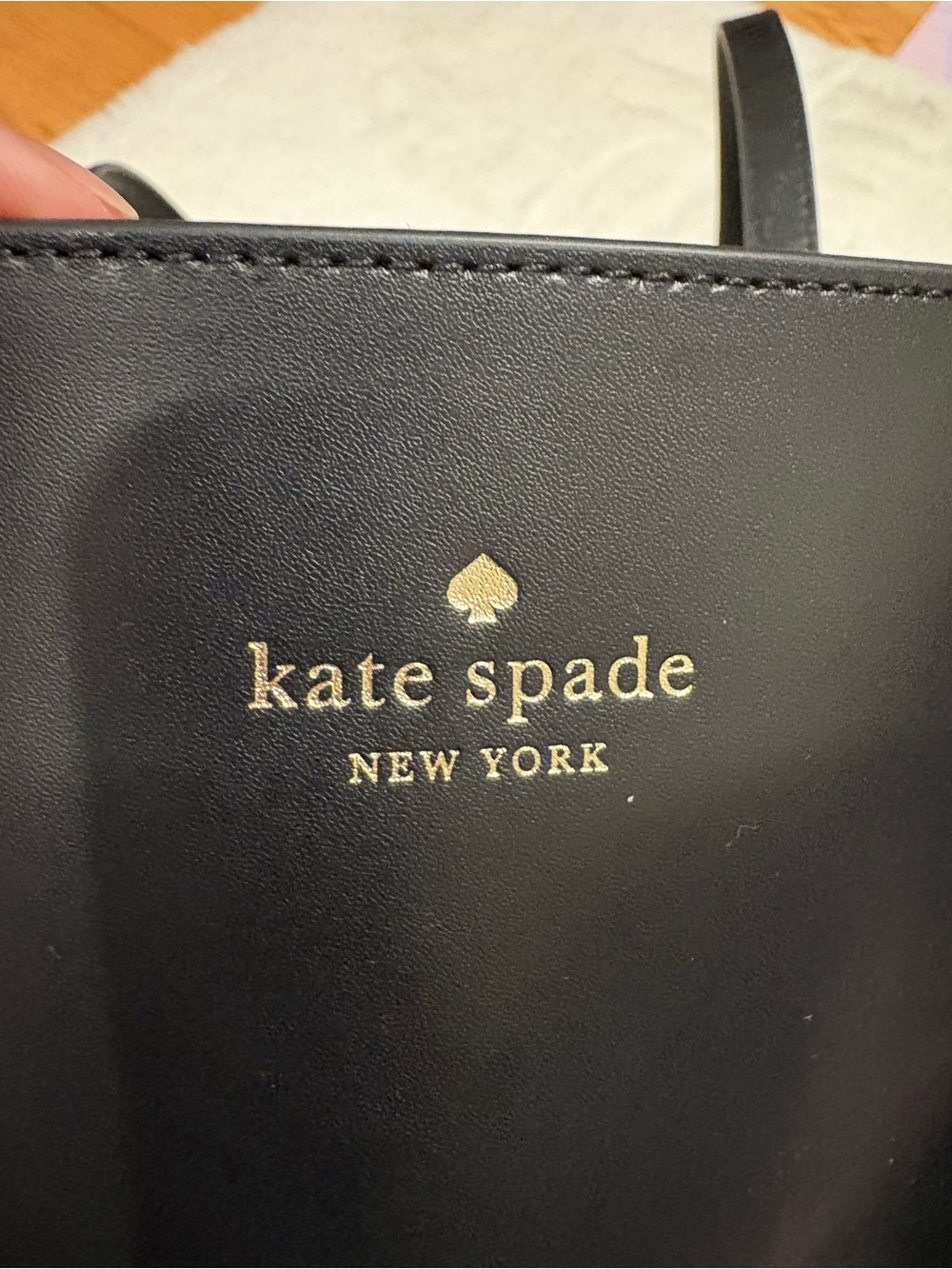 kate spade Black Leather Shoulder Tote with Red Sequin Flower Charm - Picture 2 of 6